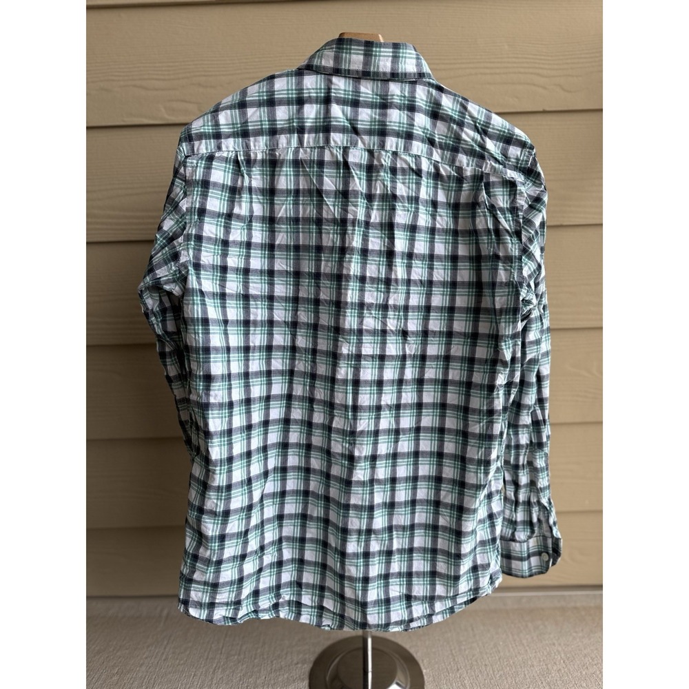 Old Navy The Classic Shirt Teal/White Check Button-Down Long Sleeve Button-Up M - Picture 2 of 8